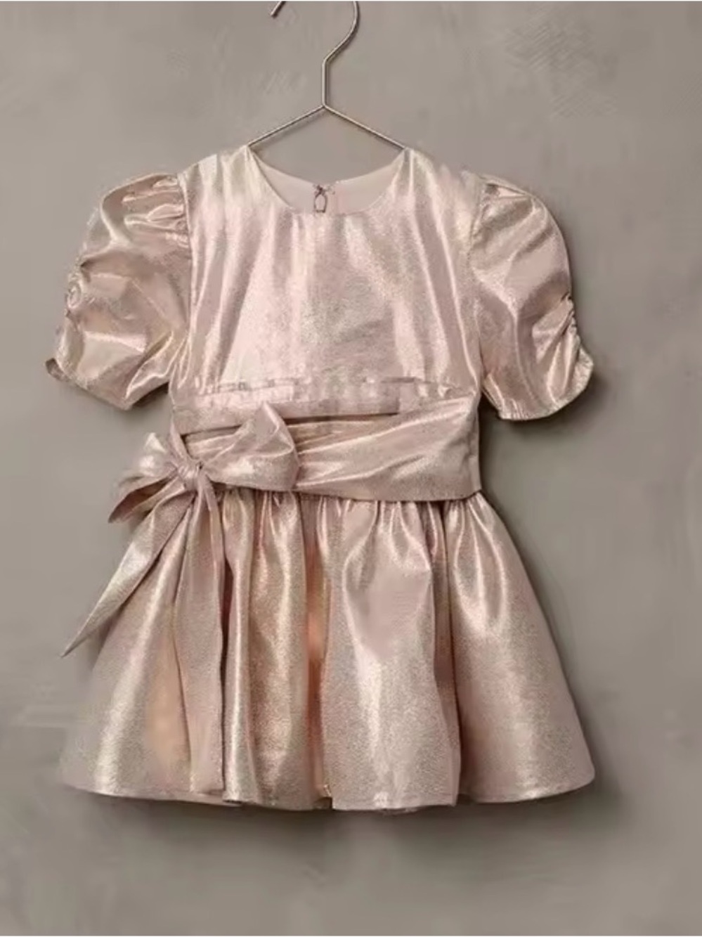 Girls Shimmery Pink Party Dress with Sash